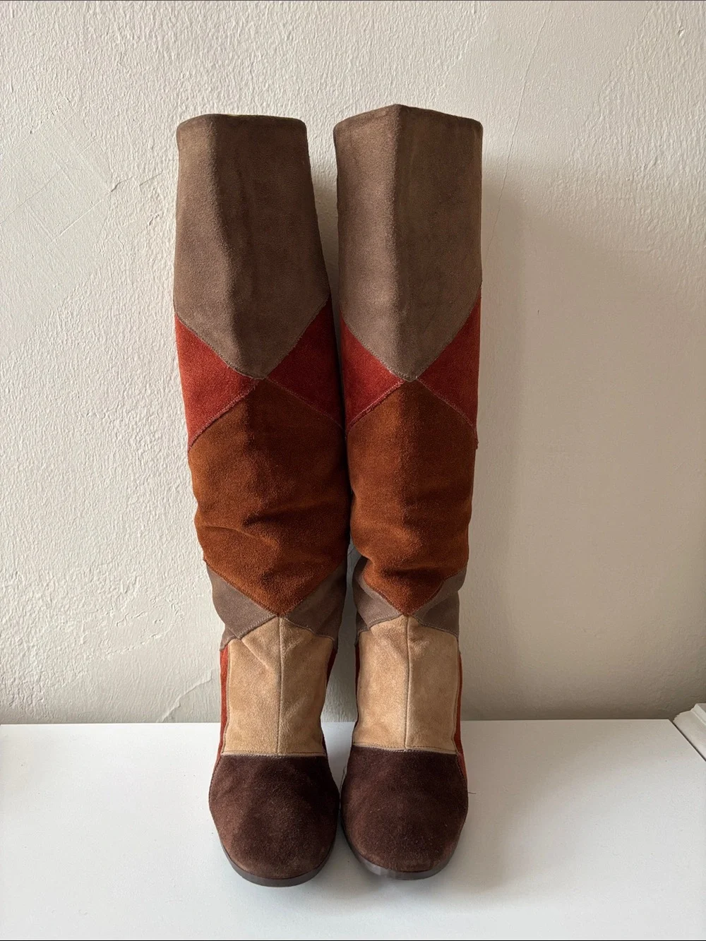 Vintage Patchwork Suede Boots